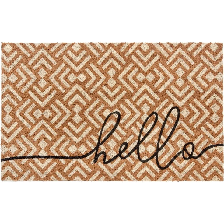 HANSE Home Fußmatte Mix Mats Kokos Hello Geometric, Türmatte, rechteckig, Höhe: 15 mm, Kokos, Schmutzfangmatte, Outdoor, Rutschfest, Innen, Kokosmatte, Flur – Bild 1