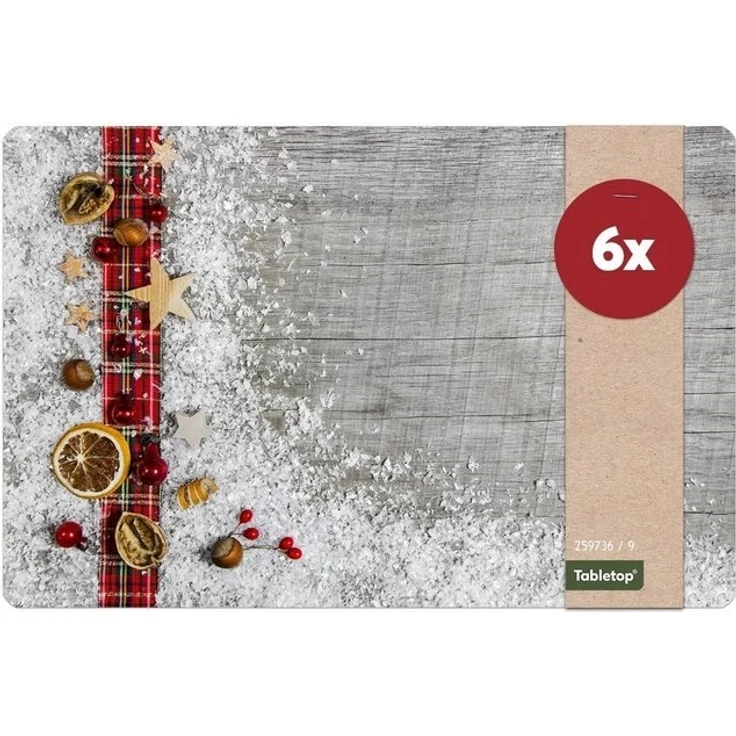 matches21 HOME & HOBBY Platzset Abwaschbare Tischsets 6er Set Weihnachten Deko & Holz, (6-St), Platzsets als Tisch-Untersetzer und Tisch-Deko für Esstisch Teller – Bild 4