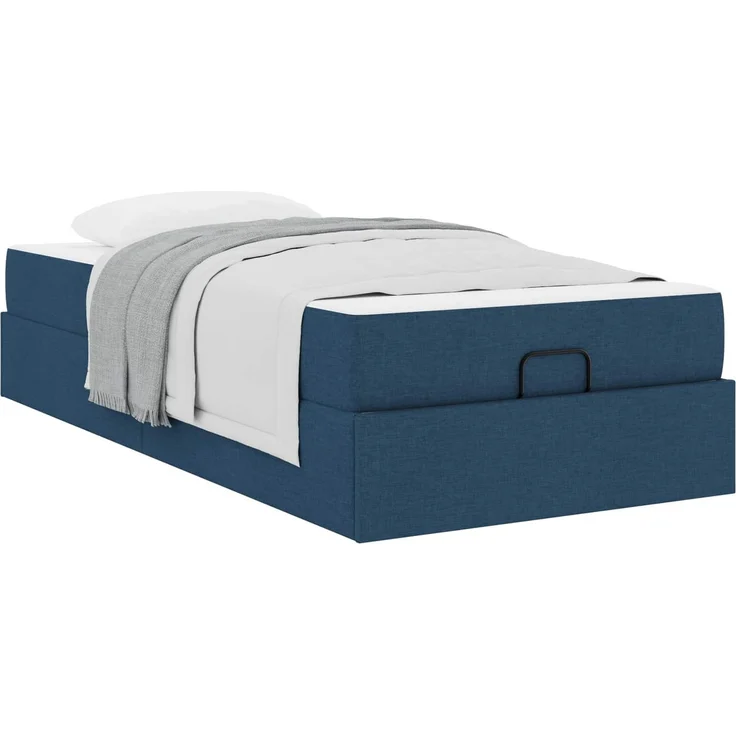 vidaXL Bettgestell mit Matratze mit Matratze 2 pcs Blau Stoff 3399465 – Bild 2