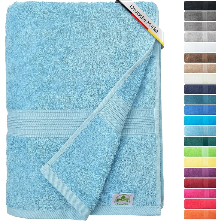 leevitex® Saunatuch Frottee XXL, (1-St), 80 x 200 cm, extra groß & saugfähig, Hellblau/Himmelblau – Bild 1
