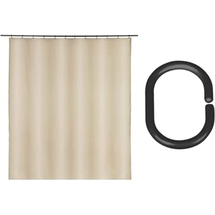 SCHÖNER WOHNEN-Kollektion Duschvorhang »Mayour« Breite 180 cm (Set, 17-tlg), aus recyceltem Polyester, wasserabweisend, mit 16 Duschvorhangringen – Bild 1