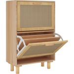 vidaXL Schuhschrank Braun 52x25x80 cm Holzwerkstoff & Rattan Natur 345647