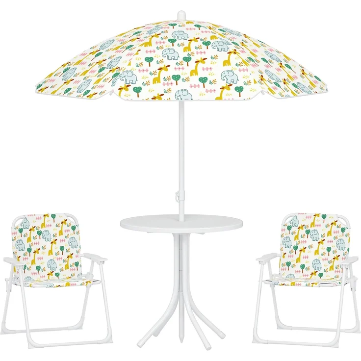 AIYAPLAY Garten-Kindersitzgruppe, Stahl, Polyester, Weiß, 49,5L x 49,5B x 50H cm – Bild 1