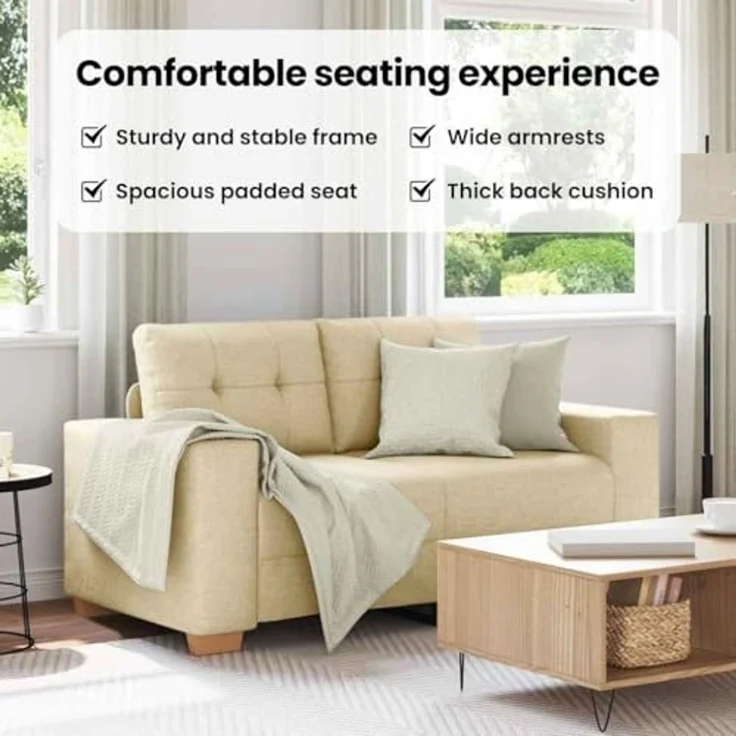 vidaXL Zweisitzer-Sofa Creme 120 cm Stoff 4105075 – Bild 5