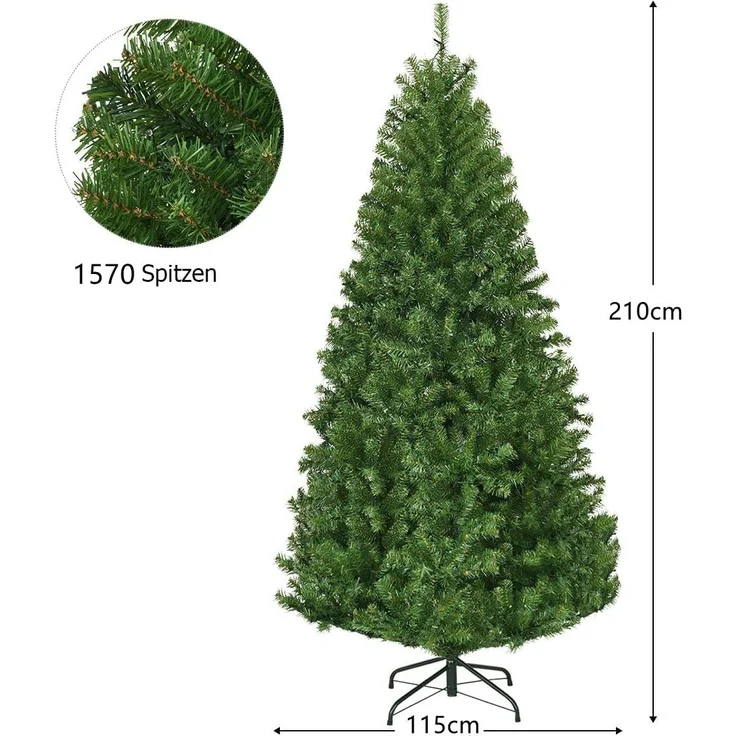 COSTWAY Künstlicher Weihnachtsbaum, 1570 Zweige, 500 LEDs mit 11 Modi – Bild 4