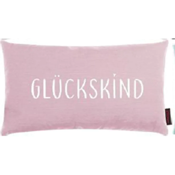 Dekokissen Sofakissen Wendekissen rosa weiß Glückskind 30x50 cm