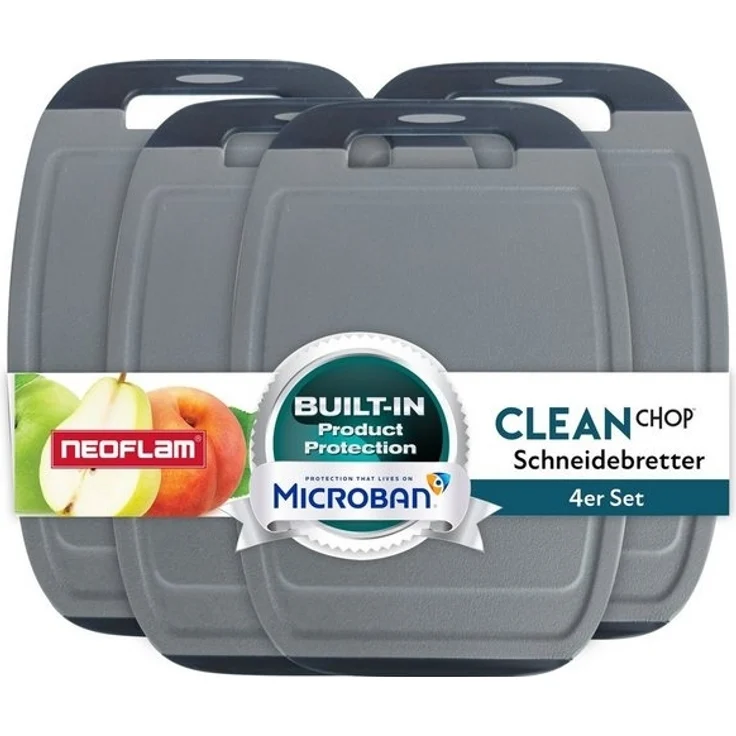 NEOFLAM® Schneidebrett BiJu Antibakterielles Frühstücksbrettchen Set, 4tlg. - Grau/Schwarz, Kunststoff (PP), (4-St) – Bild 4