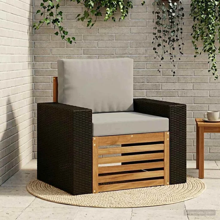 vidaXL Outdoor Mittelsofa Natur und Hellgrau Massivholz Akazie 3438920 – Bild 1