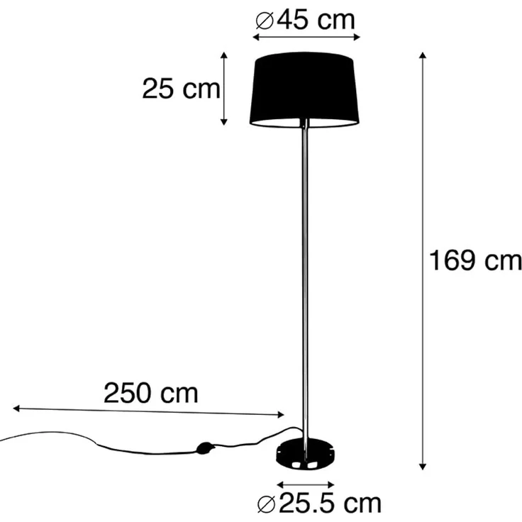 Qazqa Stehlampe Simplo, ohne Leuchtmittel, E27, Schwarz, Modern, Textil, 1-flammig – Bild 3