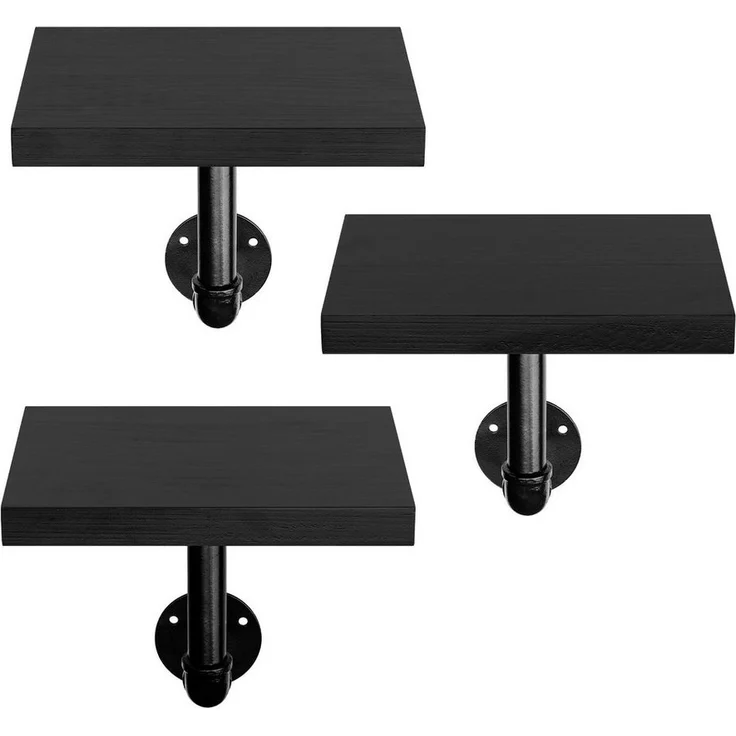 Navaris Wandregal Regal aus Holz und Metall - 3er Set Schweberegal Hängeregal, 1-tlg. – Bild 1