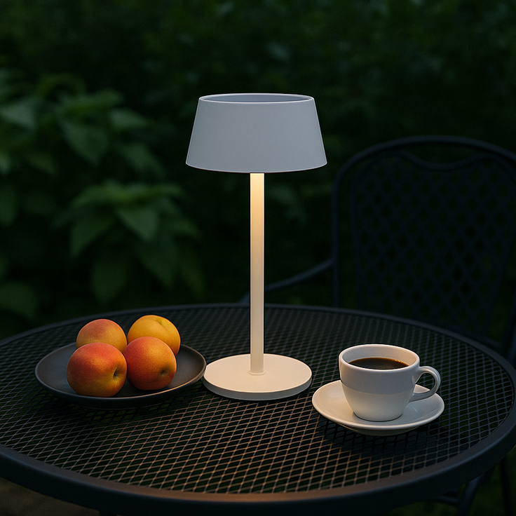 Brilliant Picco Solar Tischlampe Outdoor 30cm Weiß - LED Außentischleuchte mit USB & Akku, Dimmbar in 3 Stufen, IP44 Wassergeschützt – Bild 4