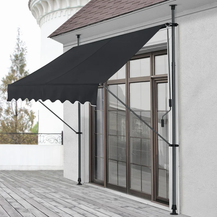 Klemmmarkise Stem 150x120x220-309 cm Schwarz [pro. tec] – Bild 1