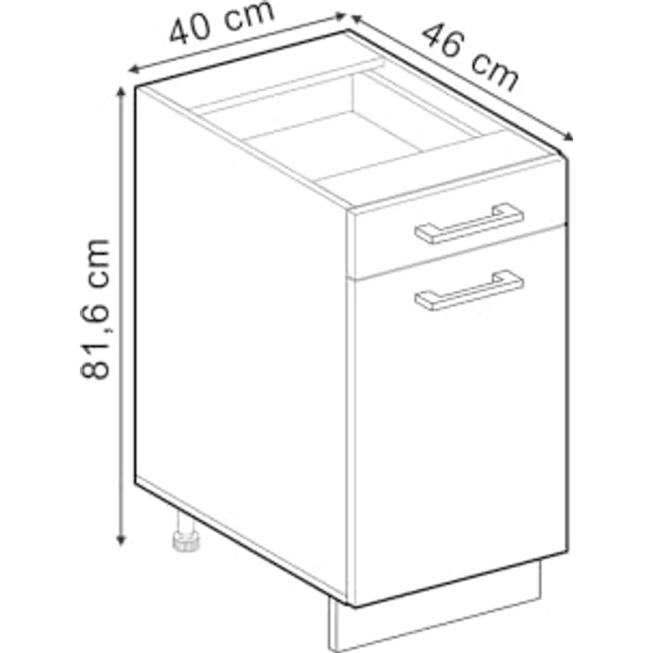 Vicco Küchenunterschrank "R-Line", Mint Landhaus/Weiß 40 cm | MDF-Front · Ohne Arbeitsplatte · Höhenverst. Füße · ✓ Leichter Zugriff · ✓ Frei kombinierbar – Bild 3