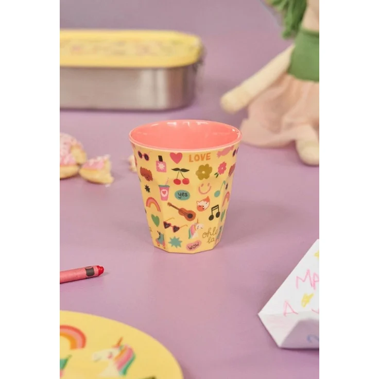 rice Kinderbecher Rice Melamin Becher - Soft Yellow Unicorn Love 250ml, Melamin – Bild 2