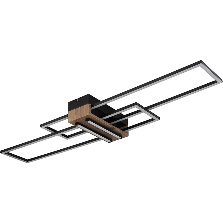 LED Deckenleuchte, schwarz, Holzoptik, L 100 cm – Bild 6
