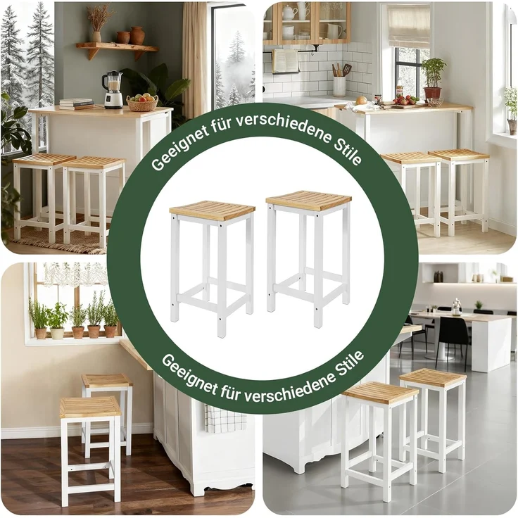 SoBuy Küchenstuhl FST29-WNx2 (2 St), 2er Set Stuhl Holzstuhl Essstuhl Hocker zum Küchenwagen – Bild 8