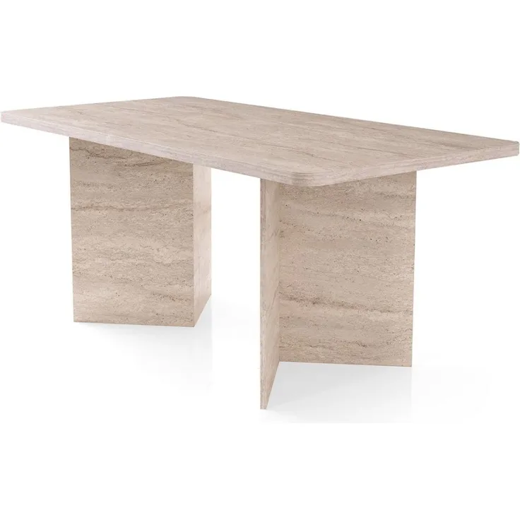 Calicosy 'LOFT' Esstisch mit rechteckiger Platte und 2 Beinen L180 cm - Beige - Beige