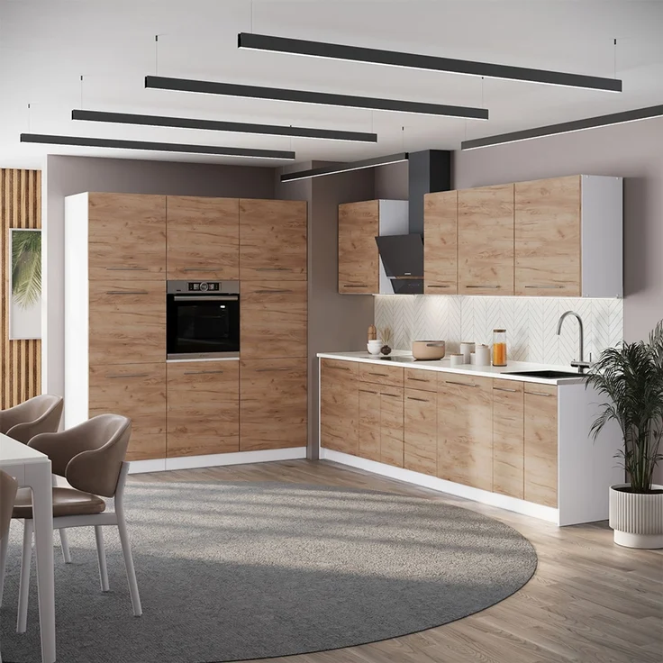 Küchenzeile Fame-Line Goldkraft Eiche/Weiß 460 cm Arbeitsplatte Goldkraft Eiche Vicco – Bild 5