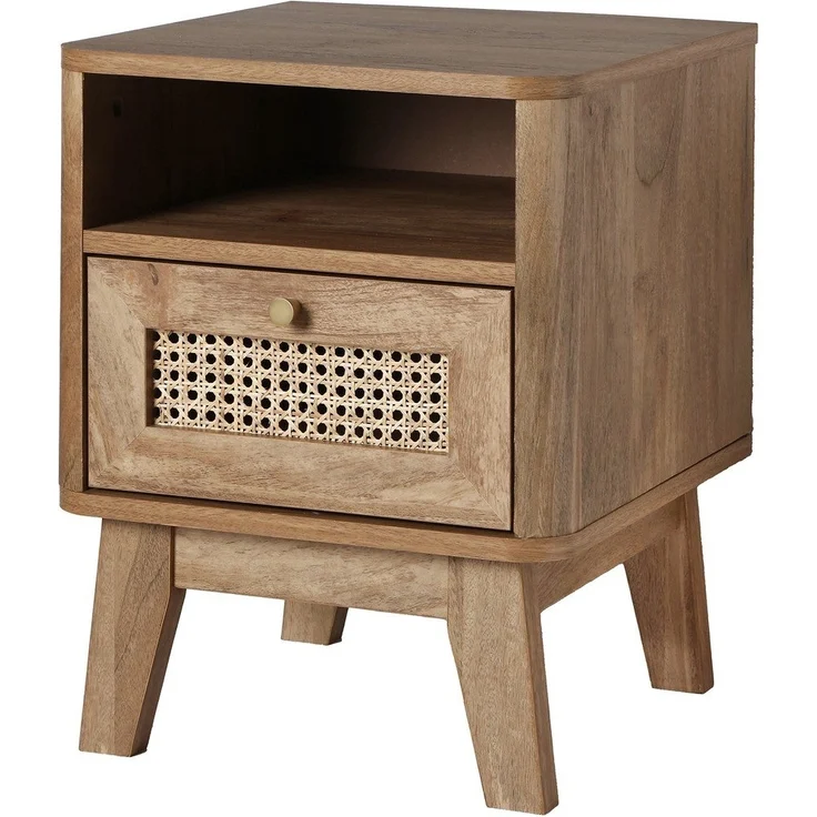 Casâme 'PALMO' Nachttisch 1 Schublade mit Rattanfront in holzdekor - Helles Holz – Bild 8