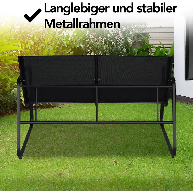 Brixy Gartengarnitur - Lounge Set - Gartenmöbel - Gartenbank - Gartenstühle - Gartentisch - Glasplatte - 4 Personen - Schwarz/Anthrazit – Bild 3