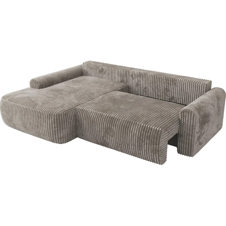 Ecksofa, L-förmiges, lose Kissen, DL-Schlaffunktion, (H 100 x T 187 x B 273 cm) - CUBO L - Cord Grau - linke Seite – Bild 5
