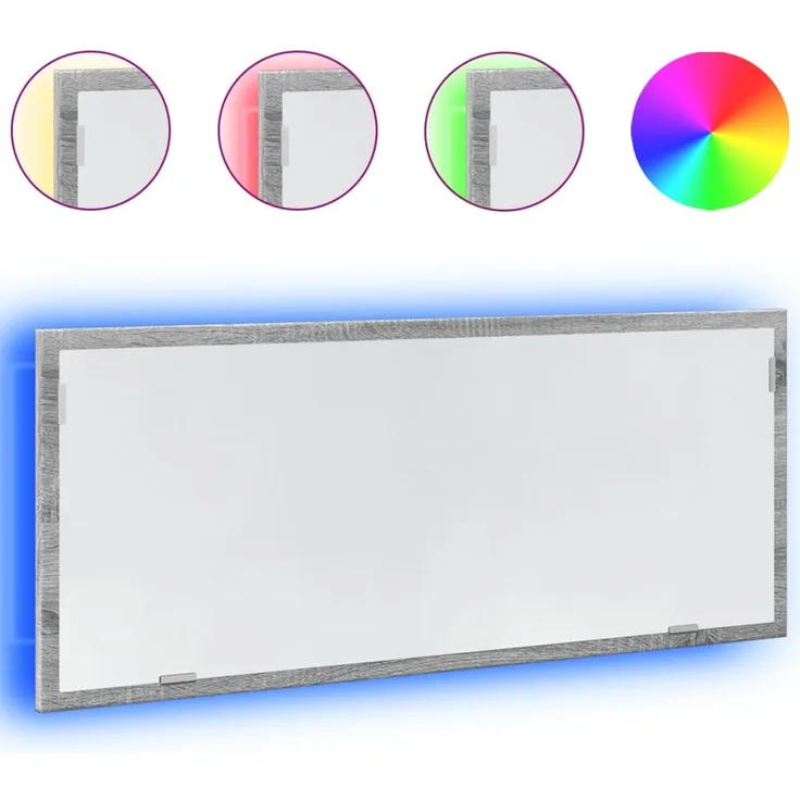 vidaXL LED-Badspiegel Grau Sonoma 100x8,5x37 cm Holzwerkstoff 856273
