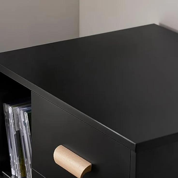 SoBuy Nachttisch FBT95-SCH, Beistelltisch mit 3 Schubladen, Schwarz, kompakte Maße und modernes Design – Bild 8