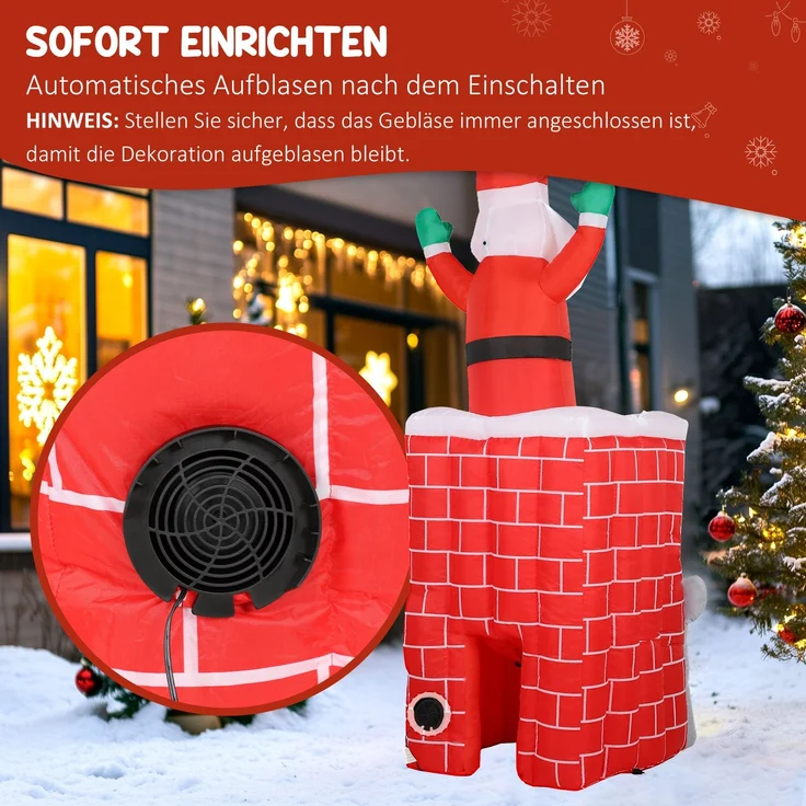 Outsunny Aufblasbare Weihnachtsdeko, Polyester, Mehrfarbig, 80L x 90B x 210H cm – Bild 5