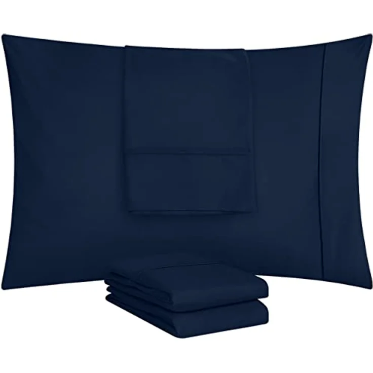 Utopia Bedding King-Kissenbezüge – 4er-Pack – Hotelverschluss – weicher, gebürsteter Mikrofaserstoff – schrumpf- und farbecht, Kissenbezüge, Kingsize, 20 X 40 Inches (Marineblau) – Bild 5