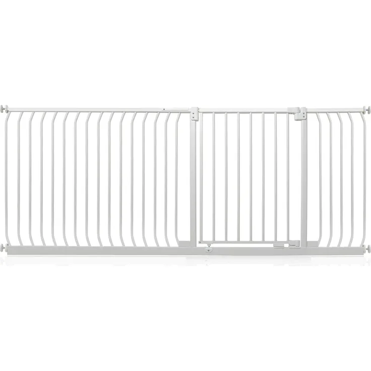 Safetots Elite Sicherheitsschutzgitter, 198cm - 207cm, Mattweiß, Treppenschutzgitter mit Druckmontage, Sicherheitsbarriere, Einfache Installation