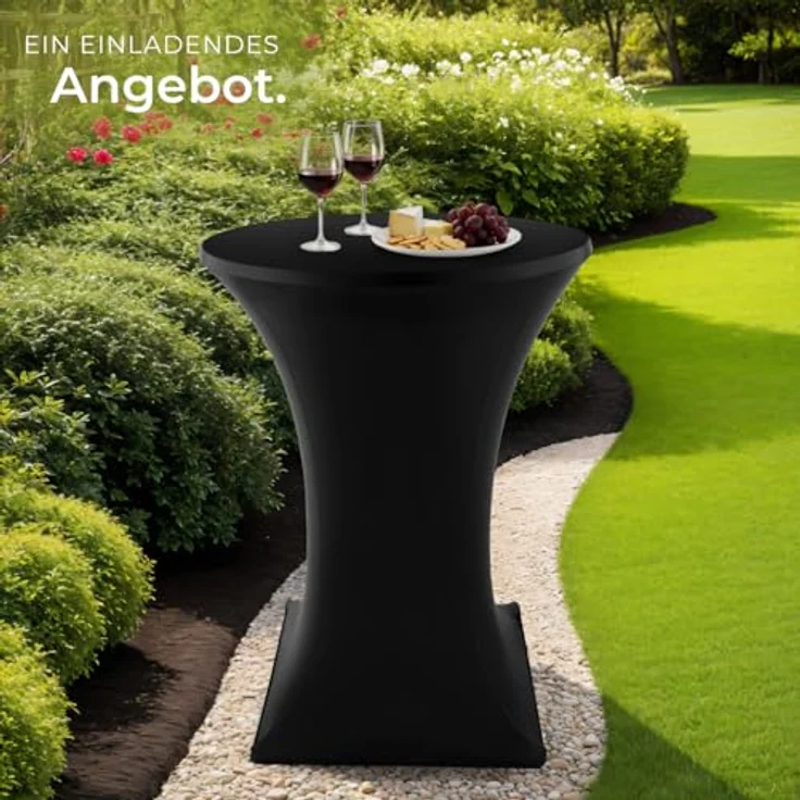 tectake® Gastro 2er Set Stehtisch klappbar, Bistrotisch mit Husse, Tisch Ø80cm, Stehtisch mit MDF-Tischplatte, Gartentisch klappbar, Klapptisch, rund, Stahlgestell, stabil, robust - schwarz, 2er Set – Bild 10