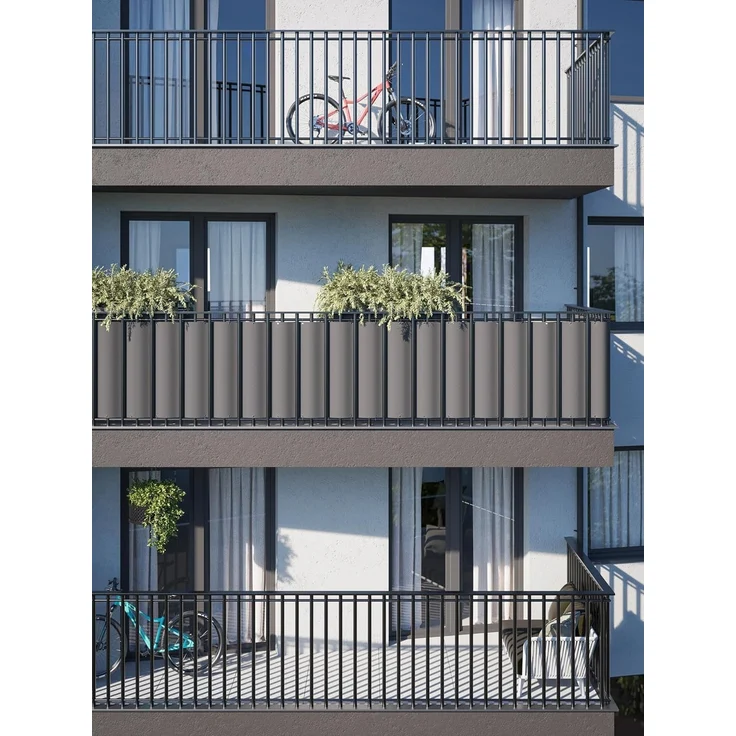 COVER IT Balkon Sichtschutz Ohne Bohren Balkonsichtschutz Graphit mit Ösen 65x700 cm Sichtschutz Balkon Ohne Bohren - Sichtschutz für Balkon Terrasse - Sichtschutz Balkongeländer – Bild 6