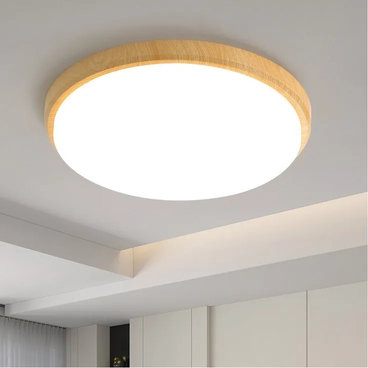 JDONG LED Deckenleuchte Flach Eckig/Rund/Holzolzoptik Deckenlampe, LED fest integriert, Tageslichtweiß, Modern Neutralweiß 4000K Lampe für Schlafzimmer Büro