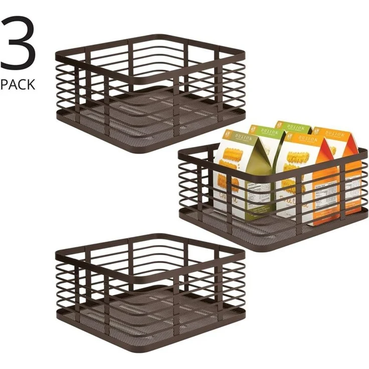 mDesign Allzweckkorb Gitterbox Drahtkorb Aufbewahrung 3er Set Metall Bronze – Bild 4