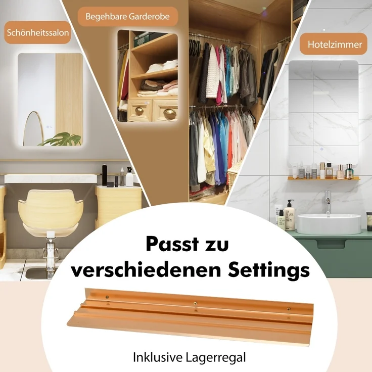 LED Badspiegel mit Beleuchtung & Touch Schalter & Memory Funktion Wandspiegel 70 x 50 cm – Bild 5