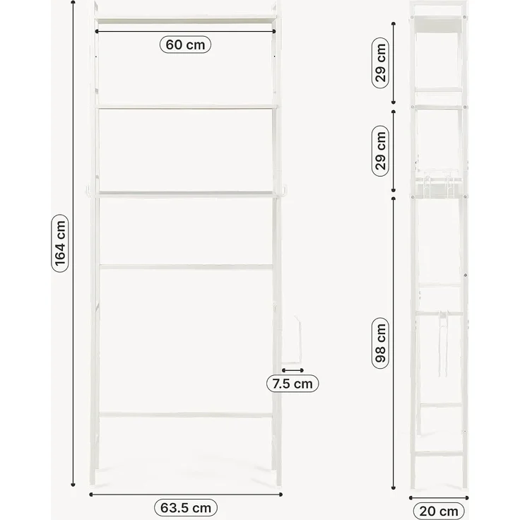Toilettenregal Ljukhobro 164x64x20 cm Grau [en. casa] – Bild 2