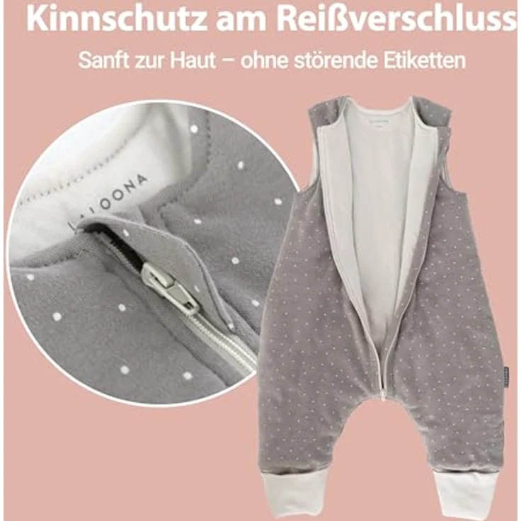 LaLoona Schlafsack mit Beinen, wattiert, Dots, Taupe, 2,5 TOG, Größe 70 cm, OEKO-TEX® Standard 100 – Bild 3