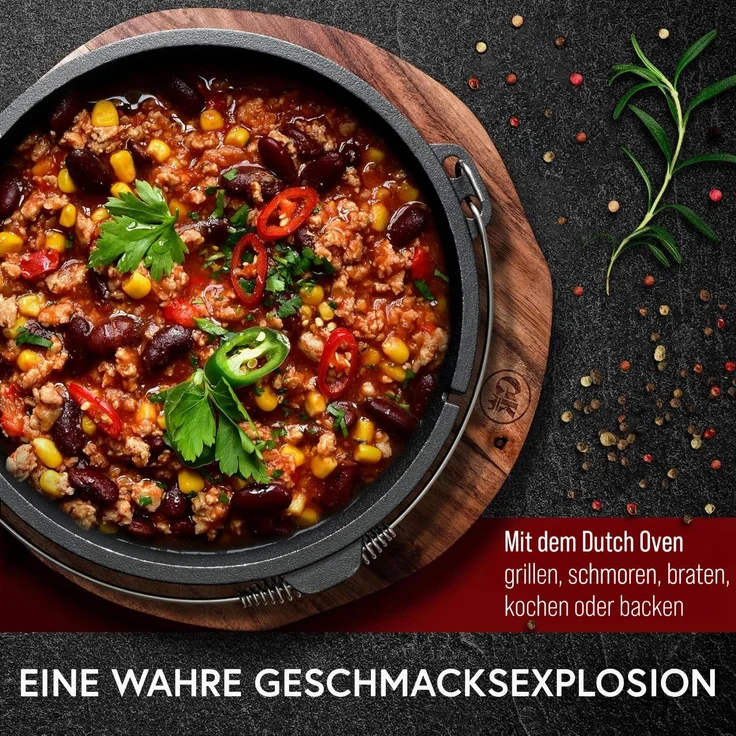 GUSSKÖNIG Dutch Oven in Holzbox 9tlg. mit Bratpfanne Saucentopf Untersetzer Deckelheber – Bild 6