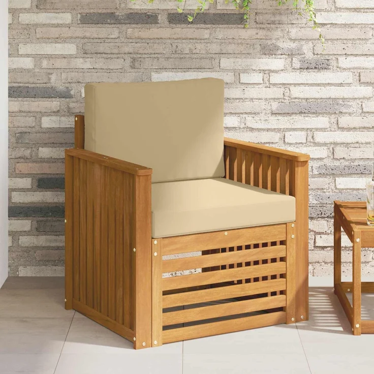 vidaXL Outdoor-Sofagarnitur Natur und Beige Massivholz Akazie 3436353 – Bild 1