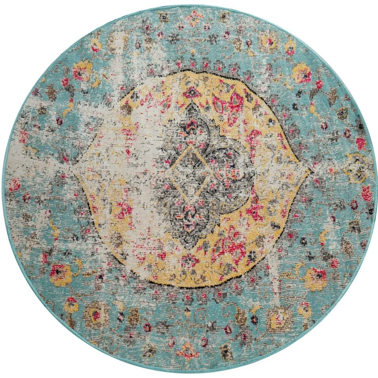 Paco Home Teppich Artigo 401, rund, Höhe: 4 mm, Kurzflor, Orient-Optik, Vintage Design, In- und Outdoor geeignet – Bild 5