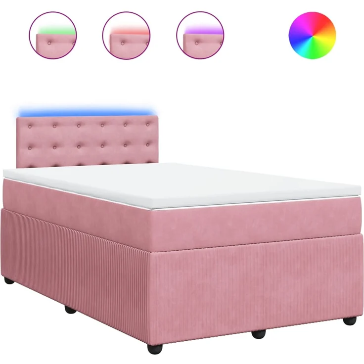vidaXL Boxspringbett mit Matratze Rosa 120x200 cm Samt 3290027 – Bild 2