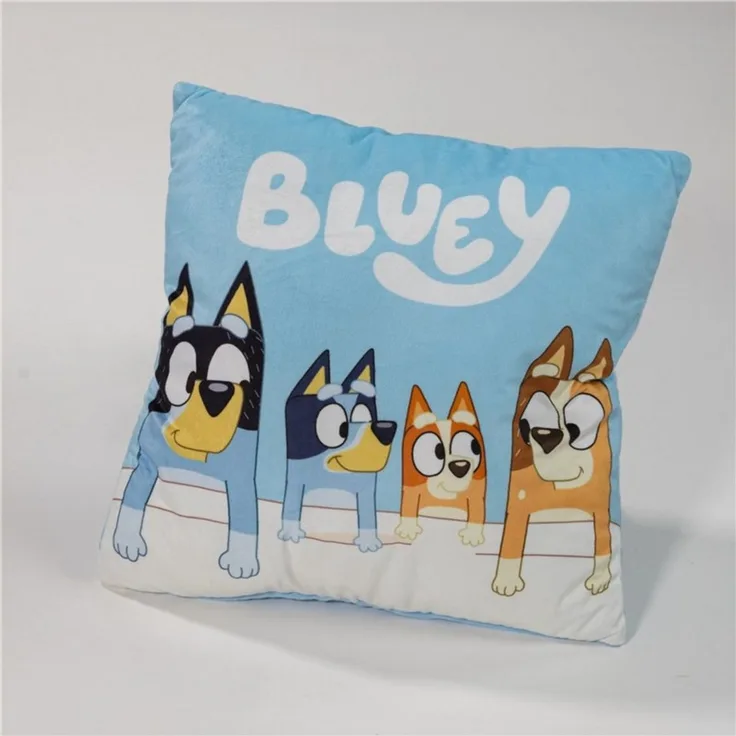 Bluey Kissen 1-Stück Velboa 35x35 cm mit Tasche Rückseite Kinderkissen
