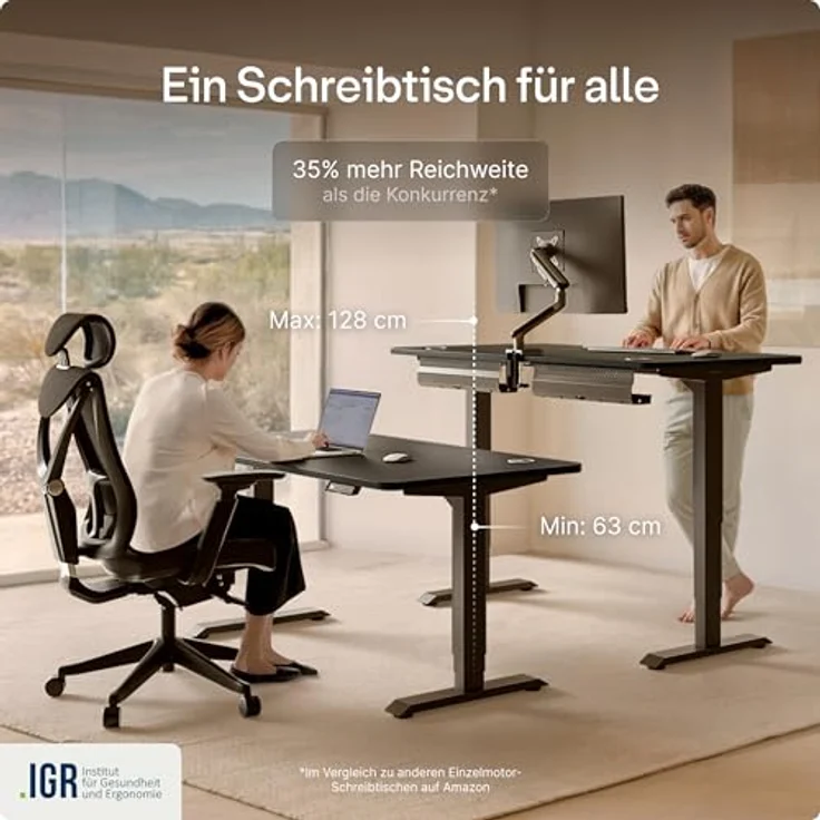Höhenverstellbarer Schreibtisch - Höhenverstellbar Elektrisch mit Flüsterleisem Dual-Motor & Touchscreen - Hohe Tragfähigkeit - Stehtisch von Desktronic, Schwarz + Schwarz, 160x80 cm – Bild 8