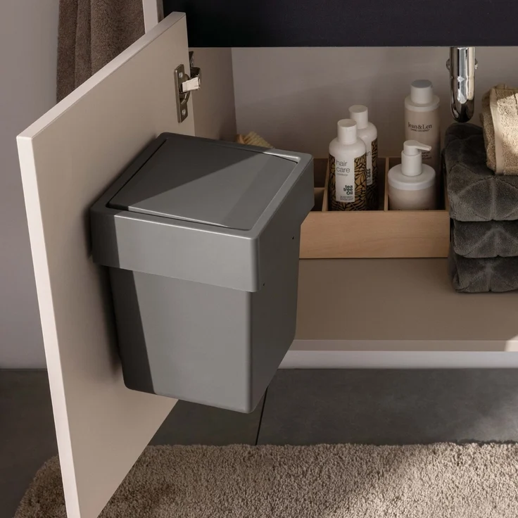 FACKELMANN Einbau Mülleimer 17 cm breit, Anthrazit, mit Schwingdeckel – Bild 2