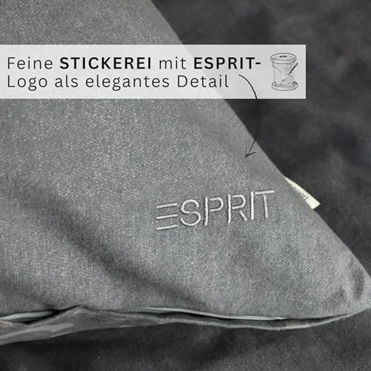 Esprit Bettwäsche FLANELL Winter Bettwäsche, Baumwolle, 1 teilig, 135 x 200 cm in Grau – Bild 5