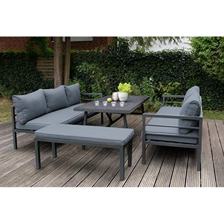 Green Spirit Loungeset »San Menaio« Lounge Set Ecklounge Loungemöbel Essgruppe Gartenmöbel, (Set, 4-tlg, Essgruppe für 7-8 Personen), mit verstellbarem Kopfteil, als Sonnenliege verwendbar – Bild 3