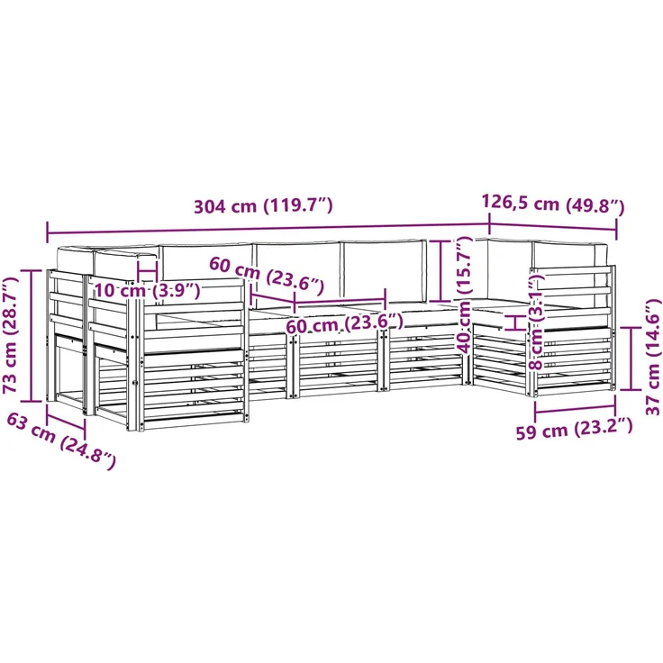 vidaXL Outdoor-Sofagarnitur 7 stk. 7-Sitzer Weiß und Anthrazit 3392417 – Bild 7