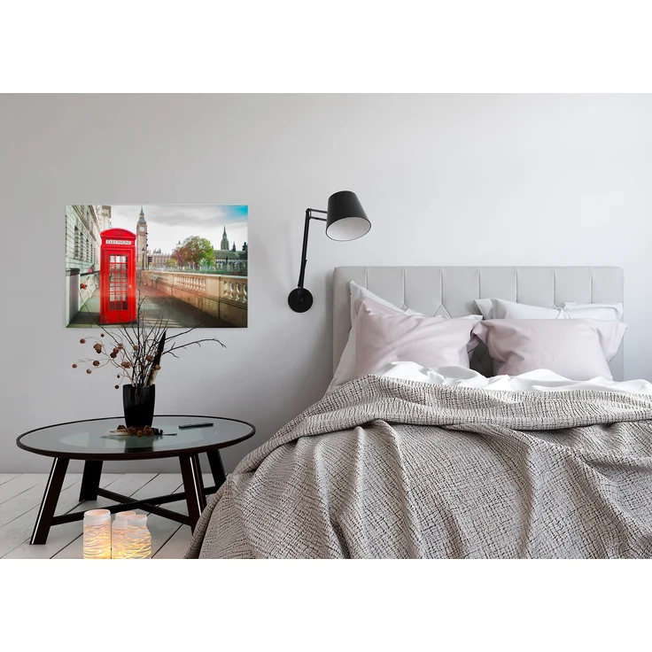 Londoner Telefonzelle Leinwandbild Rot Beige 90x60 DD120330 Wandbild Leinwand – Bild 3