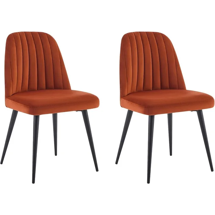 Vente-unique - ELEANA Stuhl SamtStoff Rot - B 52 cm x H 81 cm x L 49 cm