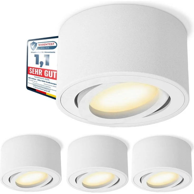 SSC-LUXon LED Aufbaustrahler CELI-1WM LED Aufbauspot weiß 6W dimmbar warm neutral kalt Spot, Warmweiß bis Tageslicht – Bild 5